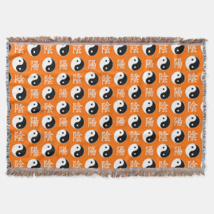 Manta Patrón chino de Yin Yang naranja