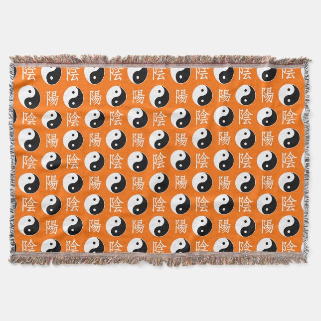 Manta Patrón chino de Yin Yang naranja (Anverso)