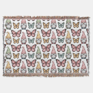 Manta Patrón continuo con gnomos y mariposas