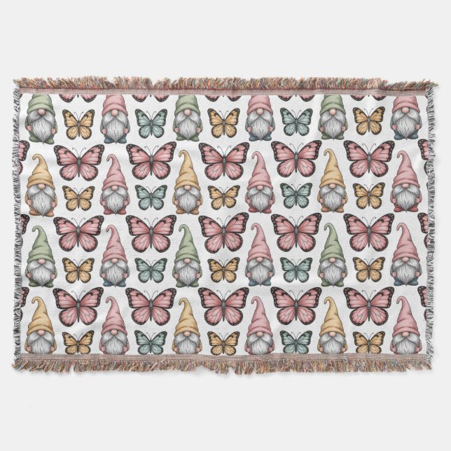 Manta Patrón continuo con gnomos y mariposas (Anverso)