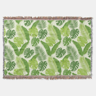 Manta Patrón continuo de hojas tropicales y Monstera