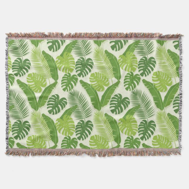 Manta Patrón continuo de hojas tropicales y Monstera (Anverso)
