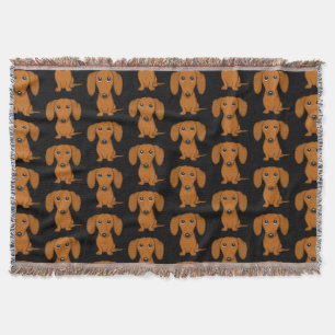 Manta Patrón Cute Dachshunds Doxies rojos lisos