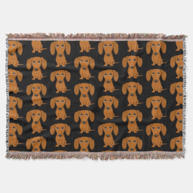 Manta Patrón Cute Dachshunds | Doxies rojos lisos (Anverso)