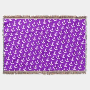 Manta Patrón de anclas vintage náuticas sobre el púrpura