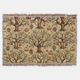 Manta Patrón de arboles embrujados y linternas de calaba