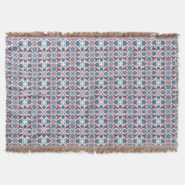 Manta Patrón de Baldosa de Flor de Iznik (Anverso)