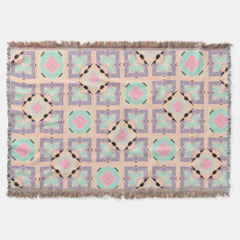 Manta Patrón de baldosas geométricas pastel | Rosa menta