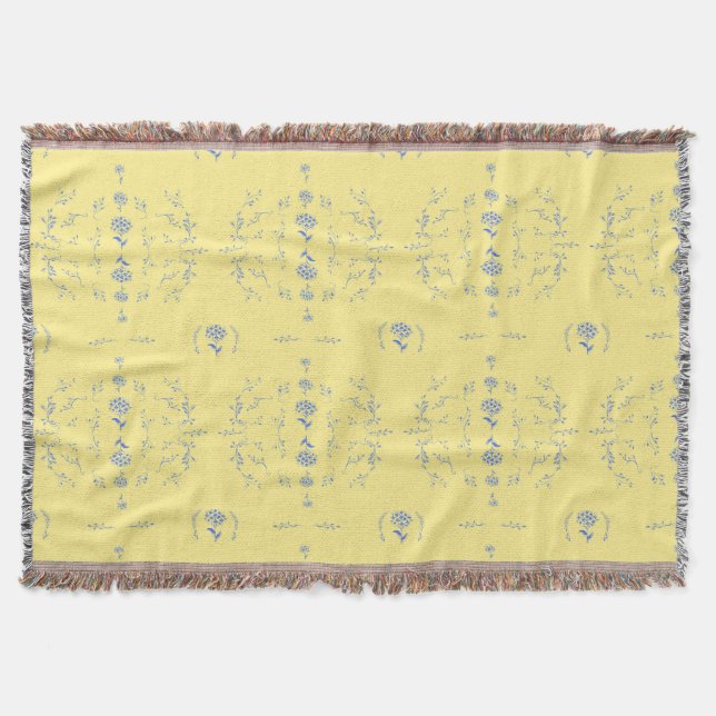 Manta Patrón de bloques de hidrángulos- Amarillo y azul (Anverso)