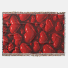 Manta Patrón de burbujas del corazón rojo