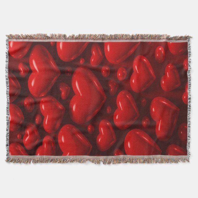 Manta Patrón de burbujas del corazón rojo (Anverso)
