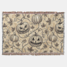 Patrón de calabaza de Halloween vintage con viñeta