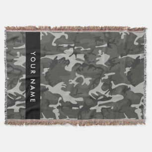 Manta Patrón de camuflaje gris, tu nombre, Personaliza
