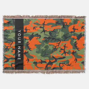 Manta Patrón de Camuflaje Naranja, Tu nombre, Personaliz