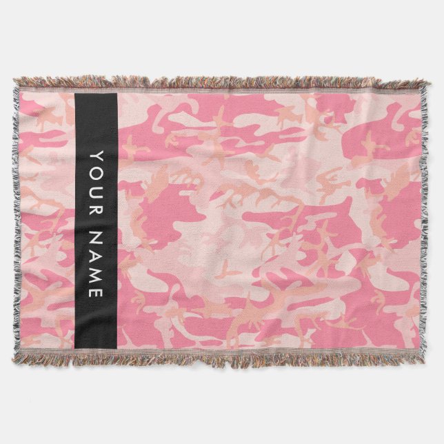 Manta Patrón de camuflaje rosado, nombre, personalizació (Anverso)