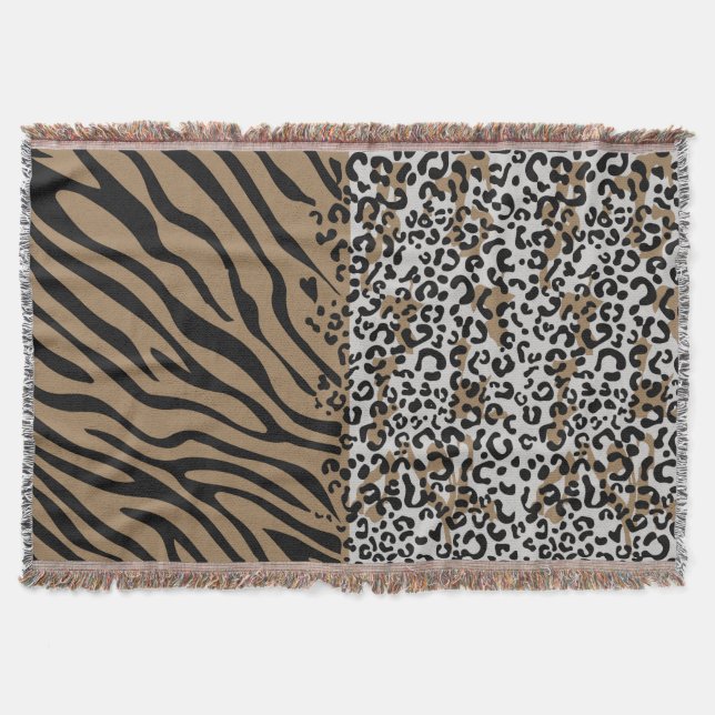 Manta Patrón de cebra de leopardo animal (Anverso)