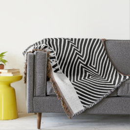 Manta Patrón de cebra en blanco y negro Monograma modern