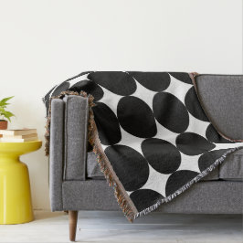 Manta Patrón de círculo geométrico retro blanco negro