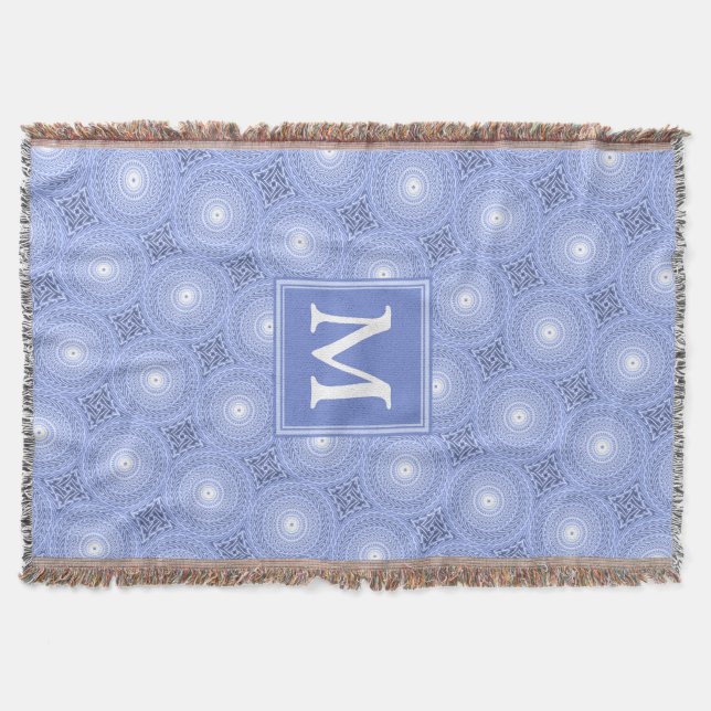 Manta Patrón de círculos azules de monograma (Anverso)
