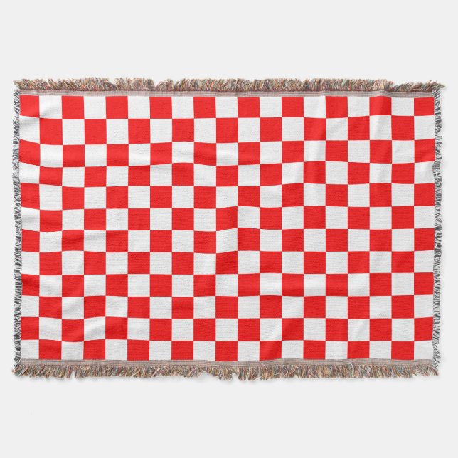 Manta Patrón de comprobación de blanco rojo (Anverso)