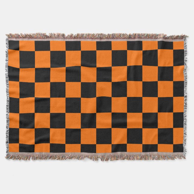 Manta Patrón de comprobación de negro naranja (Anverso)