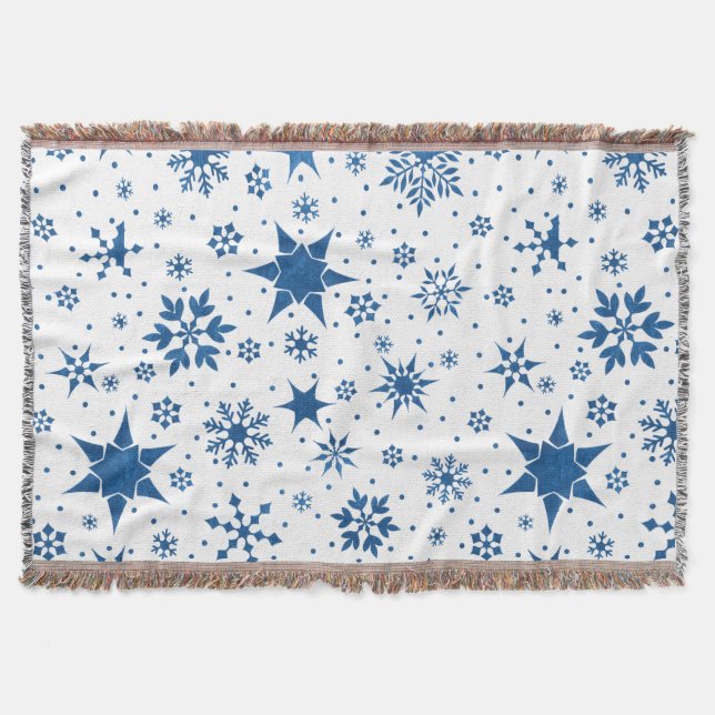 Manta Patrón de Copo de Nieve Azul (Anverso)