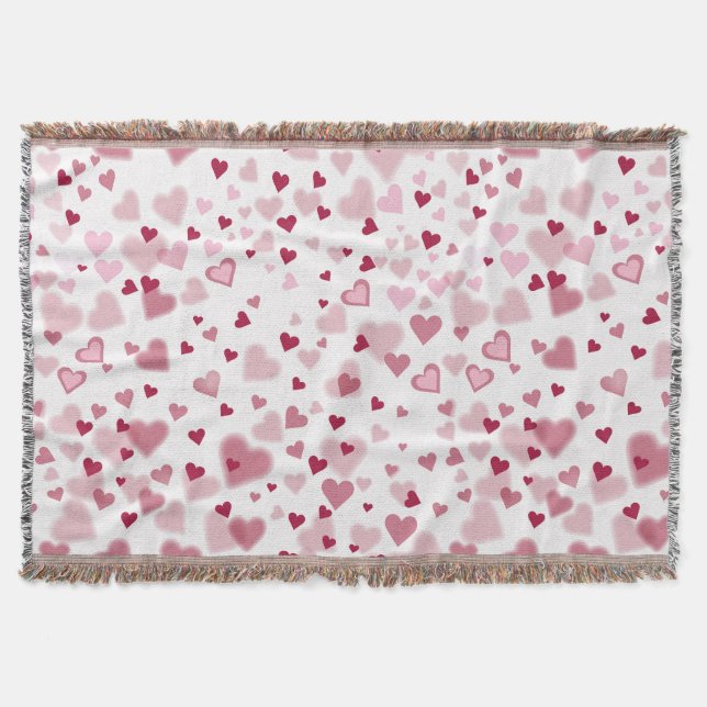 Manta Patrón de Corazones Encantadores Rosa (Anverso)
