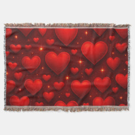Manta Patrón de corazones rojos con estrellas