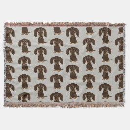 Manta Patrón de Dachshunds de chocolate lindo | Wiener D