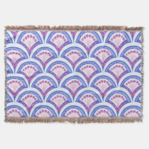 Manta patrón de damasco floral azul