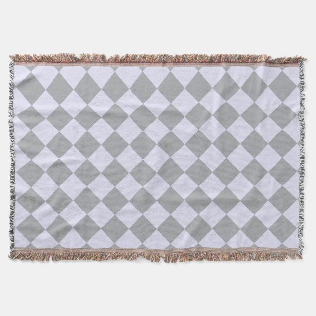 Manta Patrón de diamante en gris y lavanda (Anverso)