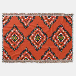 Manta Patrón de diamante negrita Boho Throw Blanket