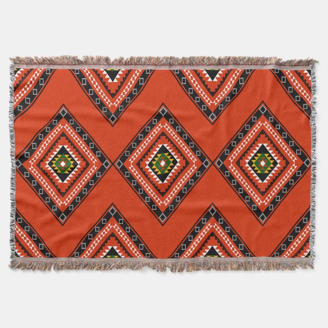 Manta Patrón de diamante negrita Boho Throw Blanket (Anverso)