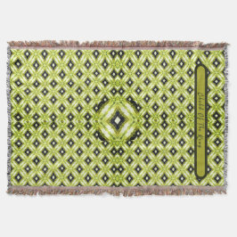 Manta Patrón de diamante negro, verde y blanco