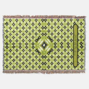 Manta Patrón de diamante negro, verde y blanco