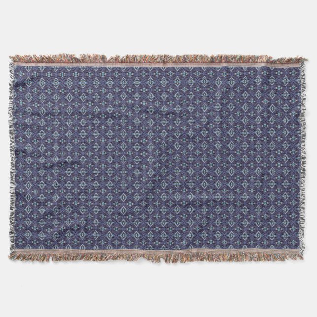 Manta Patrón de diamante suroeste gris azul (Anverso)