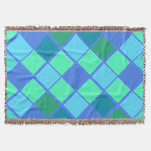 Manta Patrón de diamantes azul y verde de moda