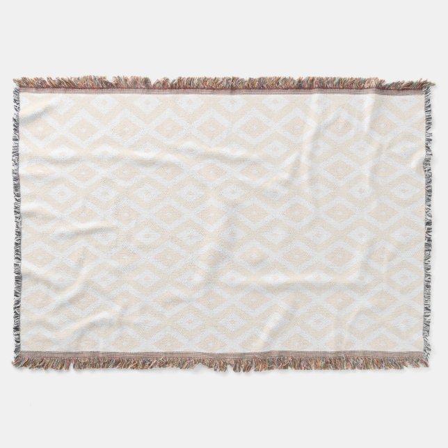 Manta Patrón de diamantes beige y blanco (Anverso)