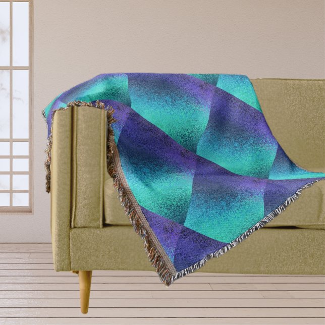Manta Patrón de diamantes de resumen azul (Blue Abstract Diamond Pattern Throw Blanket)