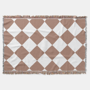 Manta Patrón de diamantes en blanco y mousse de mocha