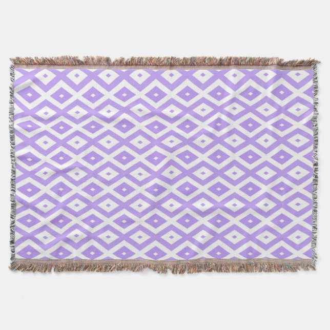 Manta Patrón de diamantes morado y blanco (Anverso)