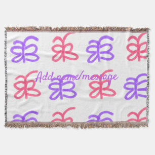 Manta Patrón de doodle de mariposa rosa morado agregar t