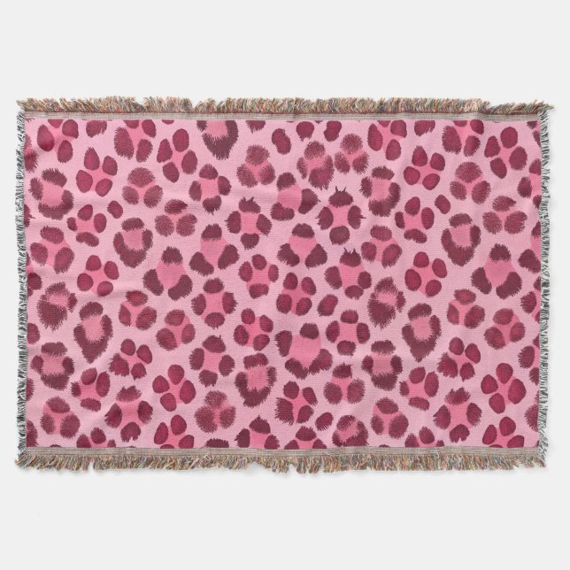 Manta Patrón de estampado de leopardo rosa (Anverso)
