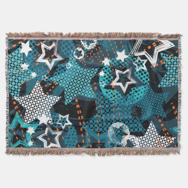 Manta Patrón de estrella de Grunge, diseño infantil jugu (Anverso)