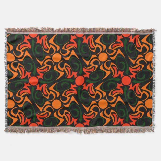 Manta Patrón de estrella tribal verde y amarillo (Anverso)