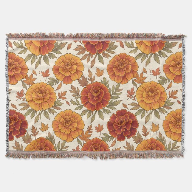Manta patrón de flor de marigold de otoño (Anverso)