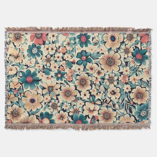 Manta Patrón de flor de primavera bohemio (Anverso)