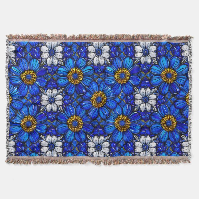 Manta patrón de flores azules (Anverso)