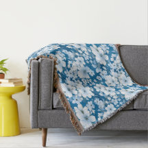 patrón de flores blancas, fondo azul,