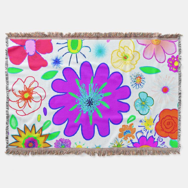Manta Patrón de flores coloridas (Anverso)